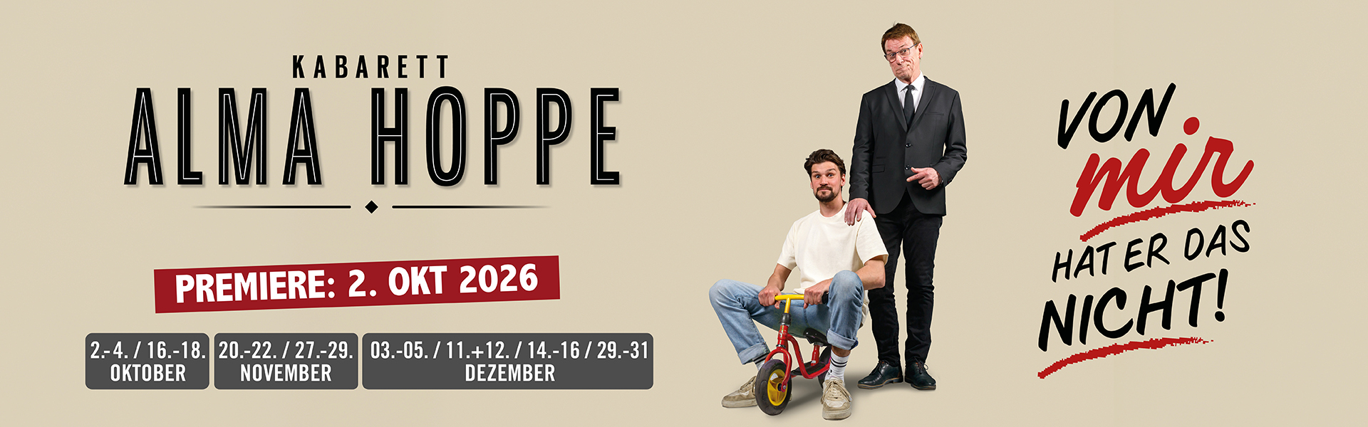 04.10.2026 19.00 Kabarett Alma Hoppe - Von mir hat er das nicht!